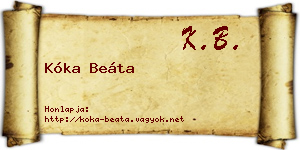 Kóka Beáta névjegykártya