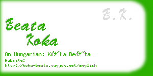 beata koka business card